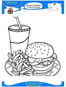 Çocuklar İçin Hamburger Boyama Sayfaları 